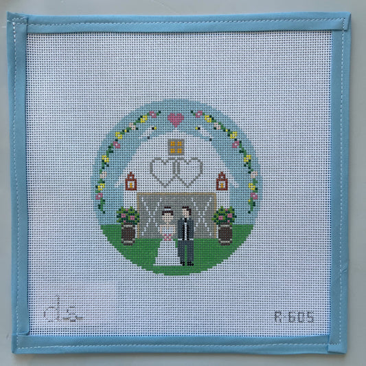 Wedding Barn Round Needlepoint Canvas