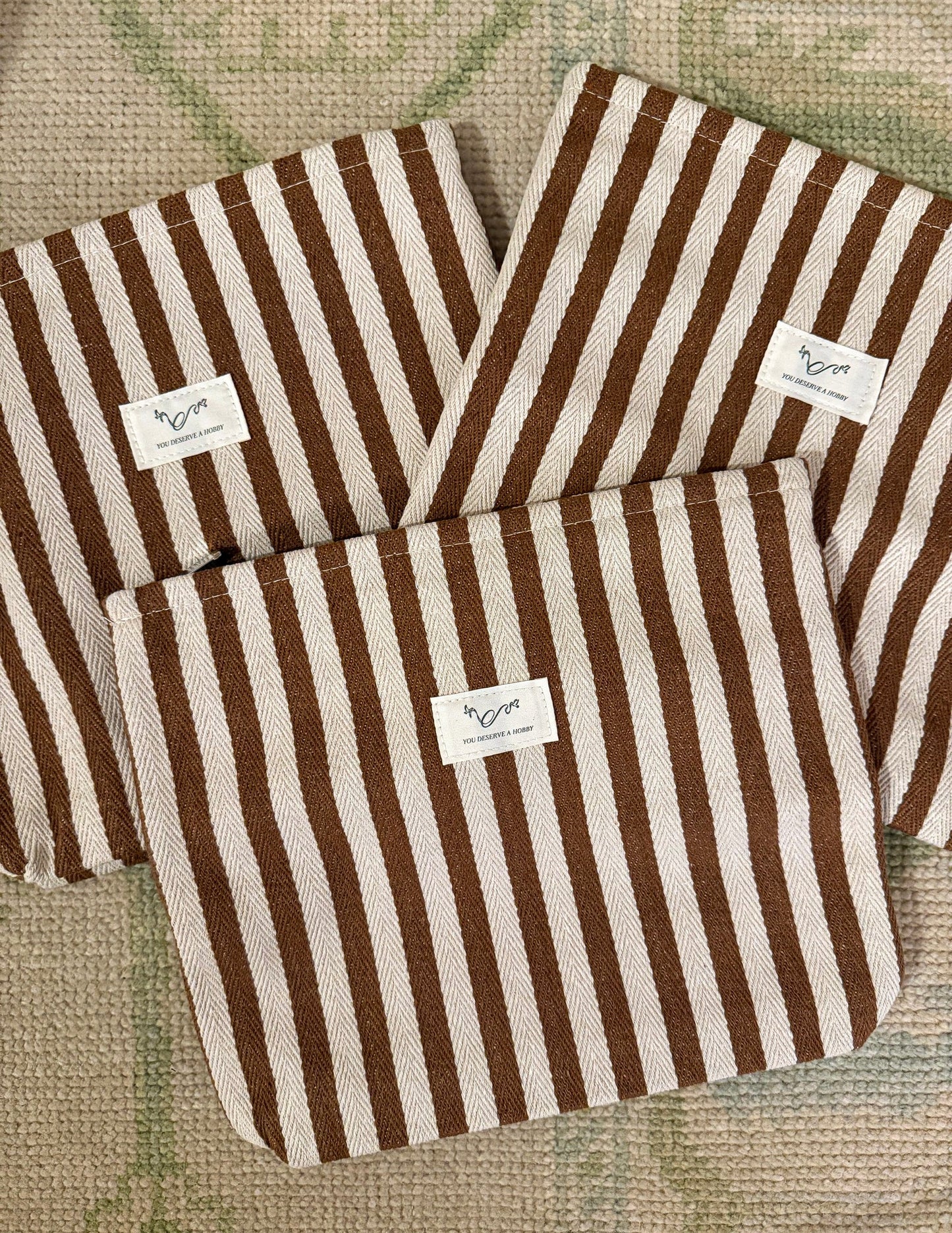 Brown Striped Project Bag