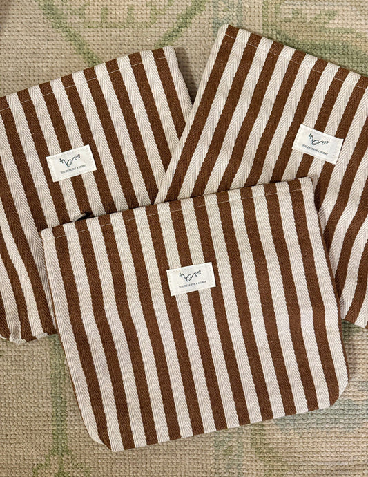Brown Striped Project Bag