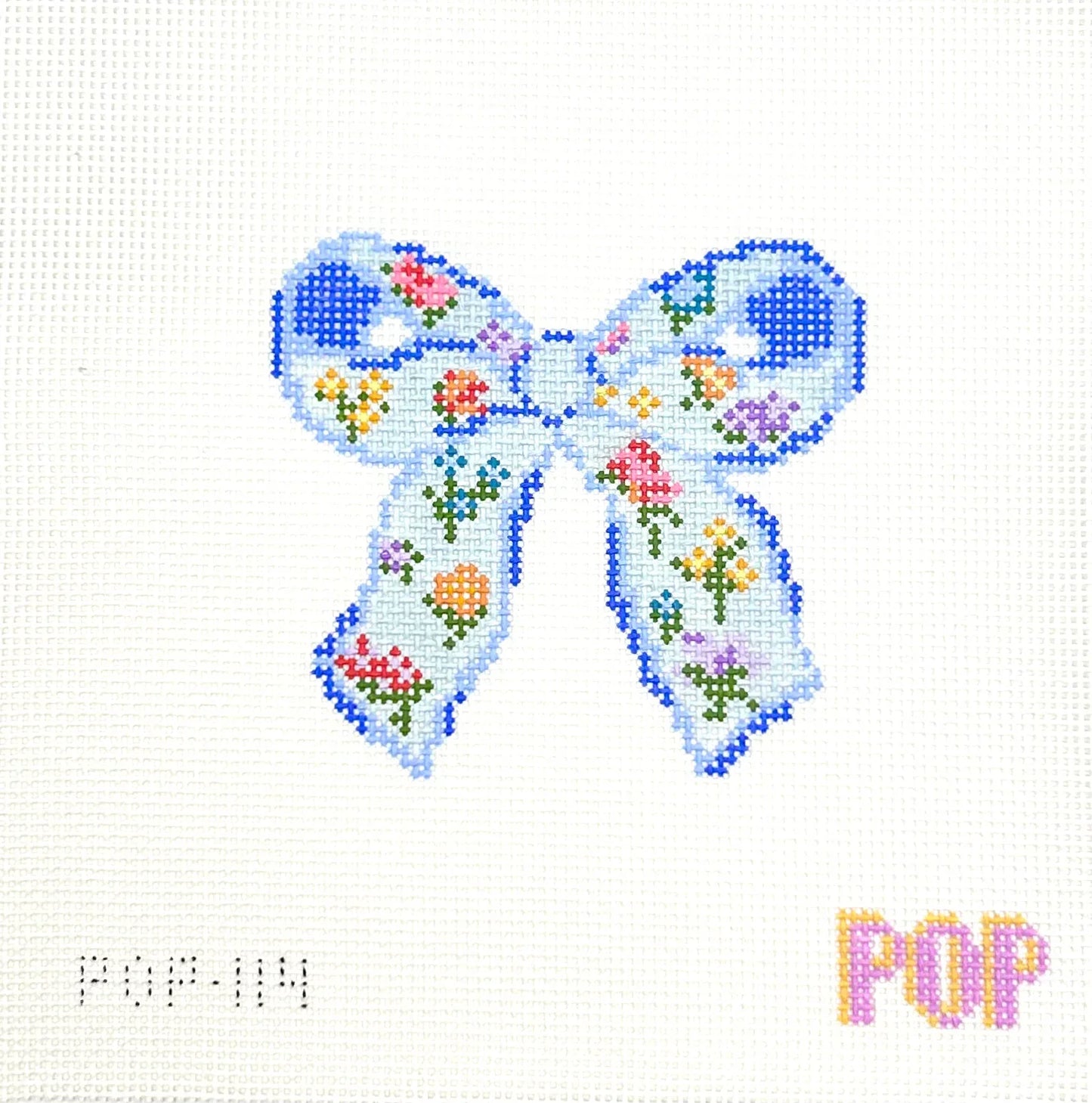 POP 114 Floral Print Bow Blue