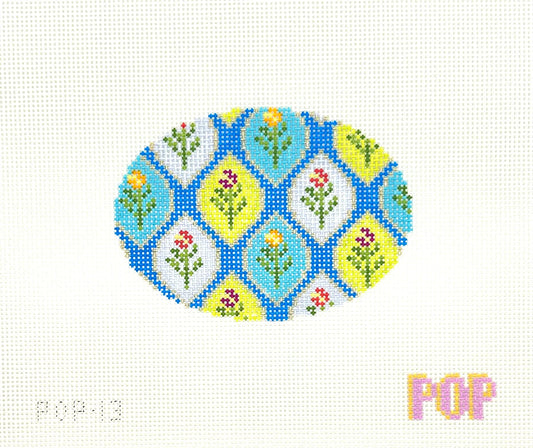 POP 13 Blue Multi Floral Oval