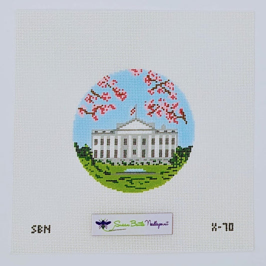 White House with Cherry Blossoms ornament