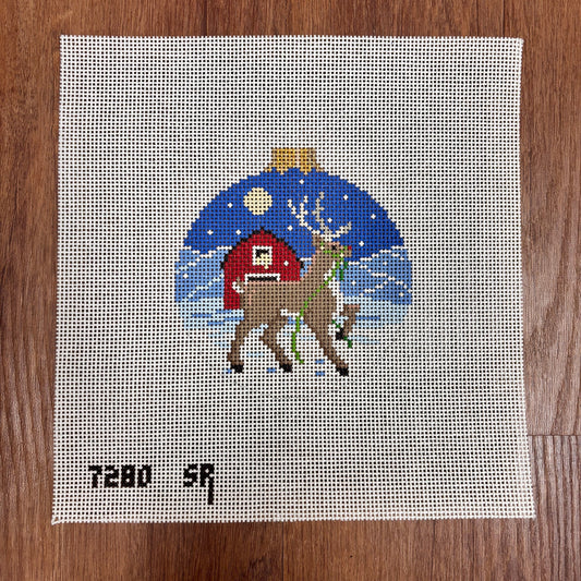 Reindeer and Barn