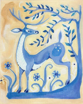 Blue Deer on Parchment