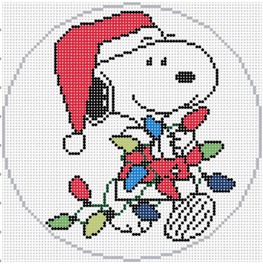 PEANUTS Snoopy in Santa Suit Tangled in Lights