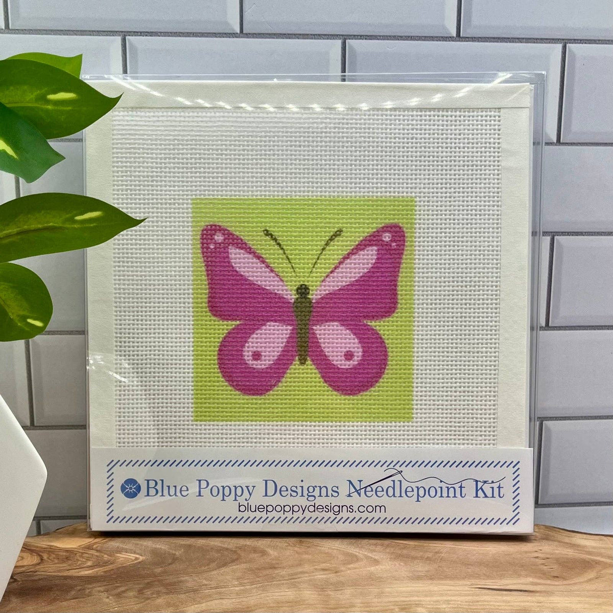 Pink Butterfly Needlepoint Design