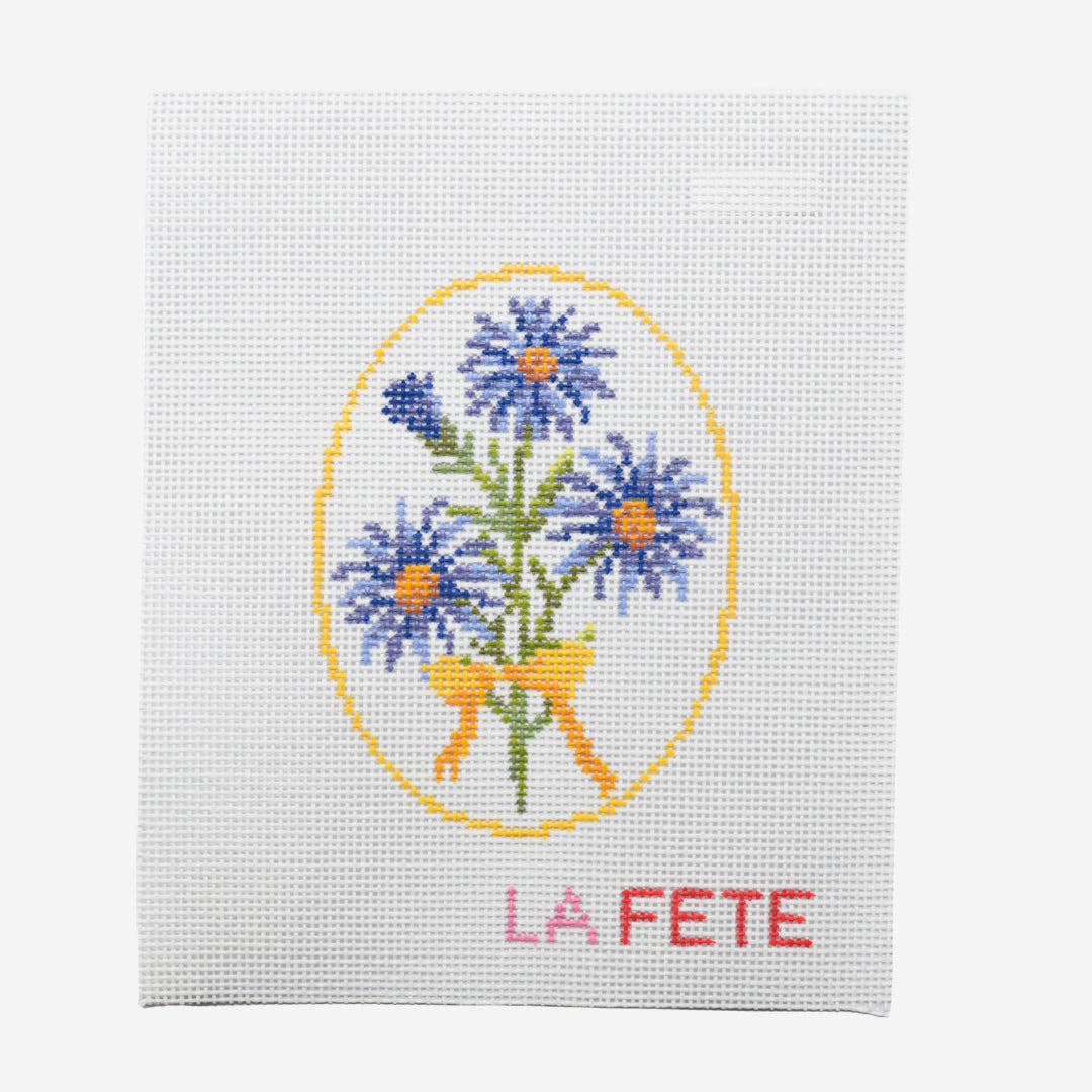 12th Year Anniversary Aster Flower Series  Hand Painted Needlepoint Canvas