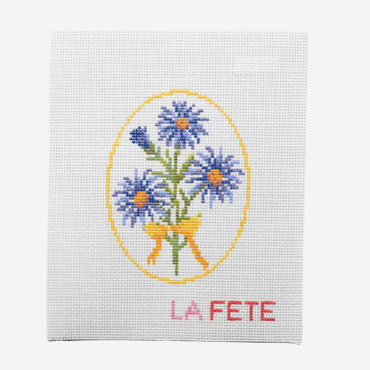 12th Year Anniversary Aster Flower Series  Hand Painted Needlepoint Canvas