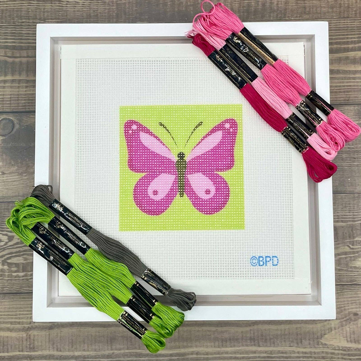 Pink Butterfly Needlepoint Design