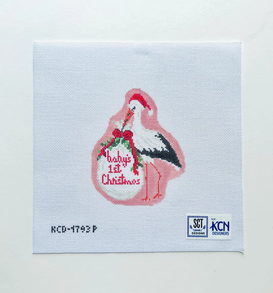Baby's First Christmas Pink Stork